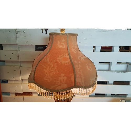 156 - Mid Century ,High Ornate Table Lamp, Decorative Base ( Probably Resin),Beautifull Lampe Shade Finish... 