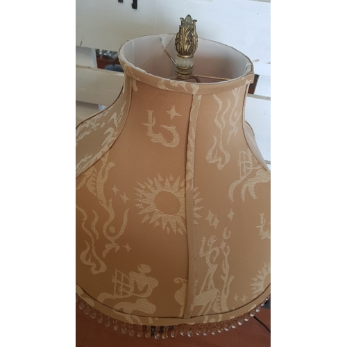 156 - Mid Century ,High Ornate Table Lamp, Decorative Base ( Probably Resin),Beautifull Lampe Shade Finish... 