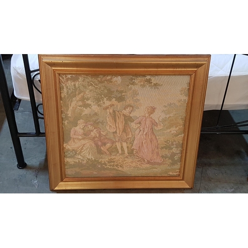 158 - 'Victorian Romantic Scenes' Classical French Aubusson Style (Manufactured) Nedle Point, Approx. 63.5... 