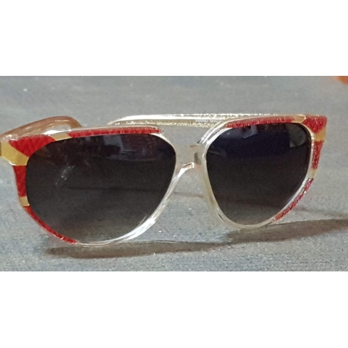 315 - Nina Ricci Paris (1758 BOC), Red/Gold Framed Sunglasses, Hand Made , Made in France, Hard Case.  (2)