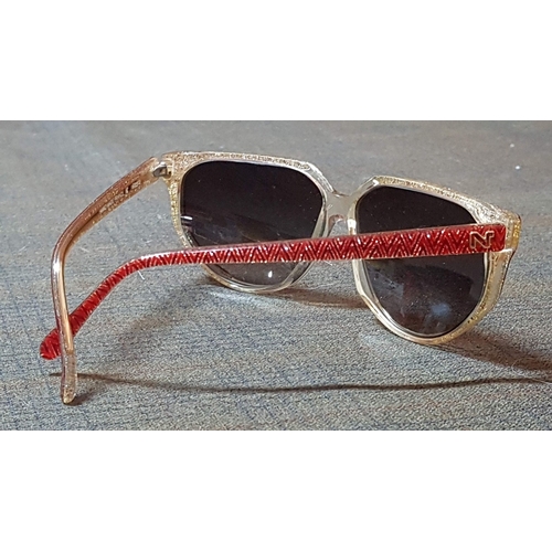 315 - Nina Ricci Paris (1758 BOC), Red/Gold Framed Sunglasses, Hand Made , Made in France, Hard Case.  (2)