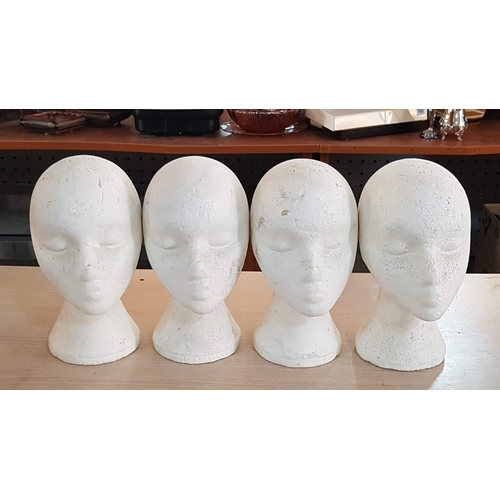 392 - Collection of 8x Mannequin Heads, 7x Styrofoam Unisex Heads and 1x Realistic Mannequin Famale Head w... 