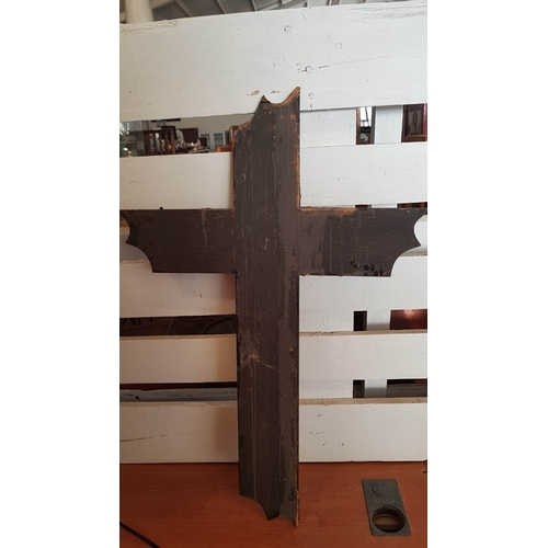 417 - Nazarene Crucifix, Hand Craft Cross, Wall Decor, Approx. 
70cm x 48cm. A/F