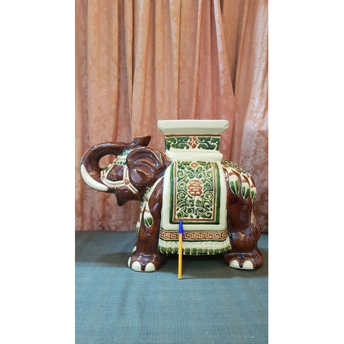 8 - Large Porcelain Elephant Plant Stand, Approx. 54cm x 42cm x 22cm).