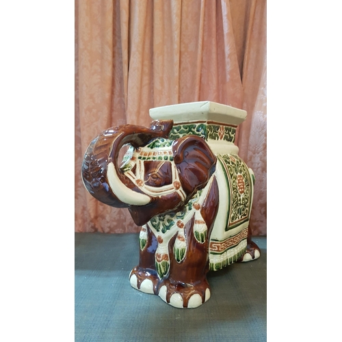 8 - Large Porcelain Elephant Plant Stand, Approx. 54cm x 42cm x 22cm).