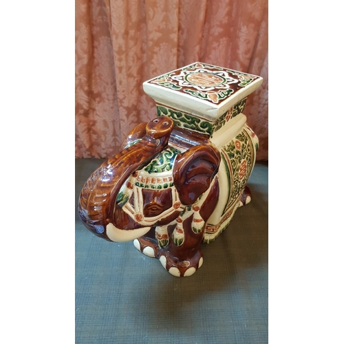 8 - Large Porcelain Elephant Plant Stand, Approx. 54cm x 42cm x 22cm).