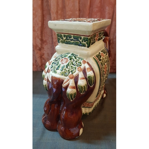 8 - Large Porcelain Elephant Plant Stand, Approx. 54cm x 42cm x 22cm).