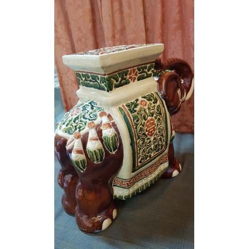 8 - Large Porcelain Elephant Plant Stand, Approx. 54cm x 42cm x 22cm).