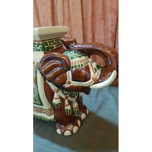 8 - Large Porcelain Elephant Plant Stand, Approx. 54cm x 42cm x 22cm).