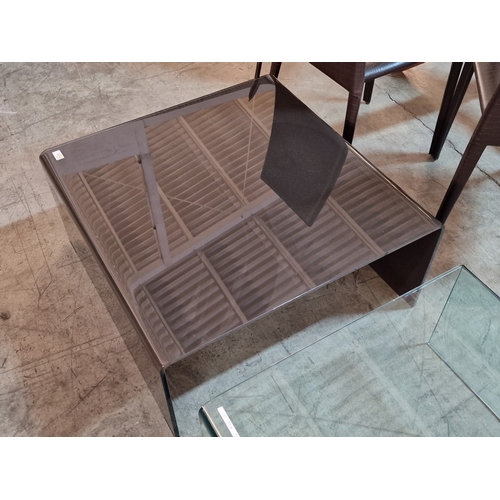 165 - Modern Designer Think 'Bent' Black Glass Coffee Table, (Approx. 79 x 79 x 37cm Overall)