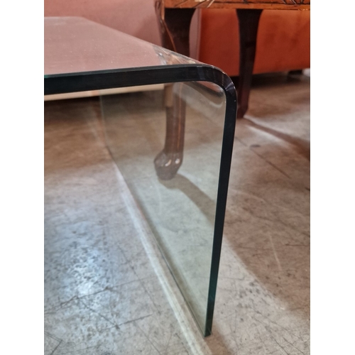 165A - Modern Designer Think 'Bent' Glass Coffee Table, (Approx. 122 x 71.5 x 36.5cm Overall)