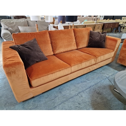 166 - Bright, Bold and Super Comfortable Orange Fabric 3-Seater and 2-Seater Sofas, Made in Italy, Togethe... 