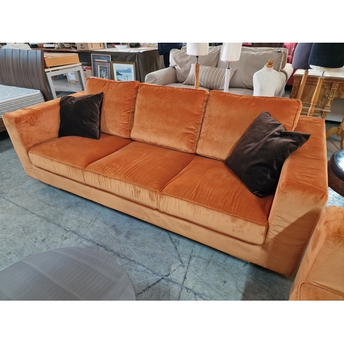 166 - Bright, Bold and Super Comfortable Orange Fabric 3-Seater and 2-Seater Sofas, Made in Italy, Togethe... 