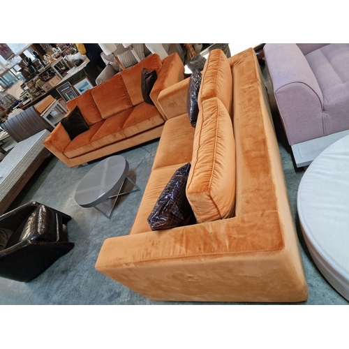 166 - Bright, Bold and Super Comfortable Orange Fabric 3-Seater and 2-Seater Sofas, Made in Italy, Togethe... 