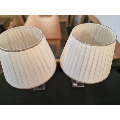 169 - Pair of Modern Clear Perspex & Chrome Table / Side Lamps with 'Column' Base and Cream Shades, (2)

*... 