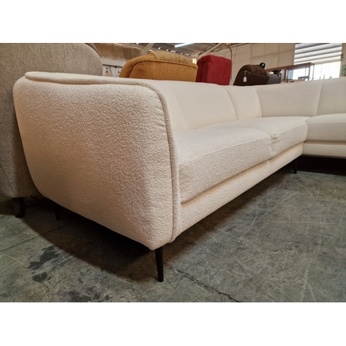 18 - Modern Designer 'Flexlux' White Colour Bouclet Fabric Corner Sofa Over Black Metal Tapered Legs,

* ... 