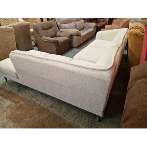 18 - Modern Designer 'Flexlux' White Colour Bouclet Fabric Corner Sofa Over Black Metal Tapered Legs,

* ... 