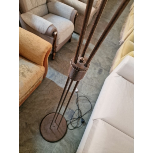 32 - Classical Style Floor Standing Lamp / Uplighter with Decorative Bronze Effect Frame and Alabaster Ef... 