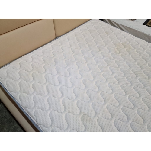 43 - Impressive Super King Size Bed with White Leatherette Surround and Large Padded Headboard, Together ... 