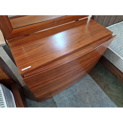 44A - Dark Cherry Wood Effect 3-Drawer Bow Fronted Chest of Drawers with Mirror Over, 

* Displayed in an ... 