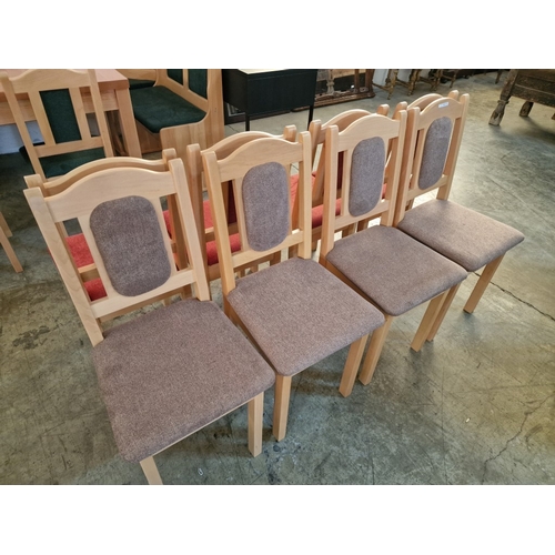 52A - 4 x Light Wood Dining Chairs with Fawn Colour Padded Seats & Back Rests, (4)

* Unused * - Furniture... 