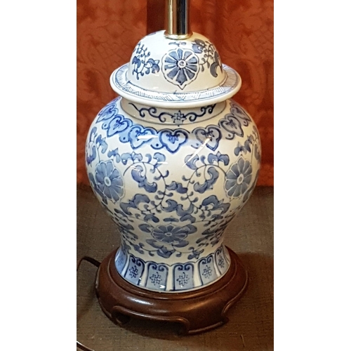 466 - Vintage Style Table Lamp, Blue and White Chinese Ginger Jar Design, Untested.