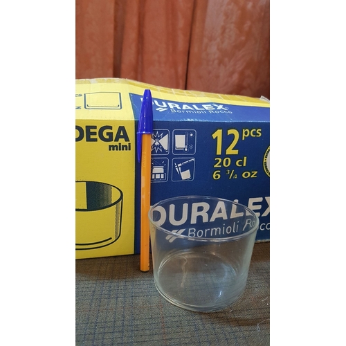 483 - Set of 12 x Mini (22cl) Duralex Multifunctional Glasses, Unused, Boxed.  (12)