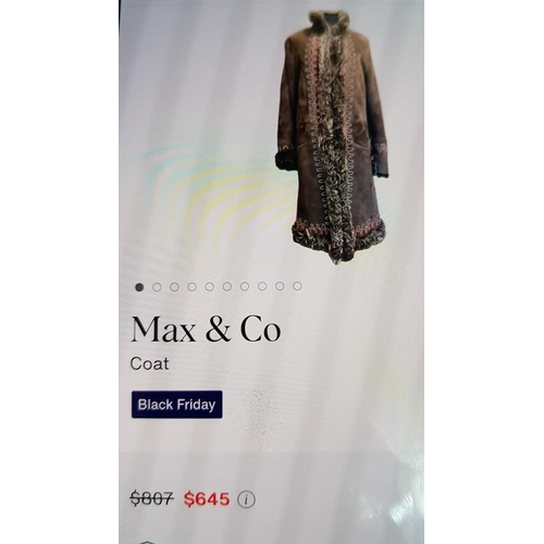 479 - 'Max & Co' Long Coat / Jacket, Brown Colour Suede, (Approx. Size: GB 12, USA 10), (Ref: 42126611)