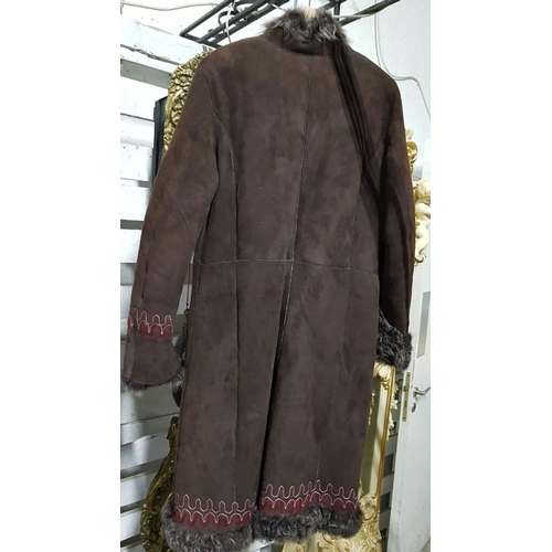 479 - 'Max & Co' Long Coat / Jacket, Brown Colour Suede, (Approx. Size: GB 12, USA 10), (Ref: 42126611)