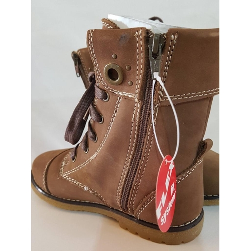 578 - Pediped Flex 'Kat Walnut (Brown)' Fashionable Boots with Natural Rubber Sole, Stylish Boot Design wi... 