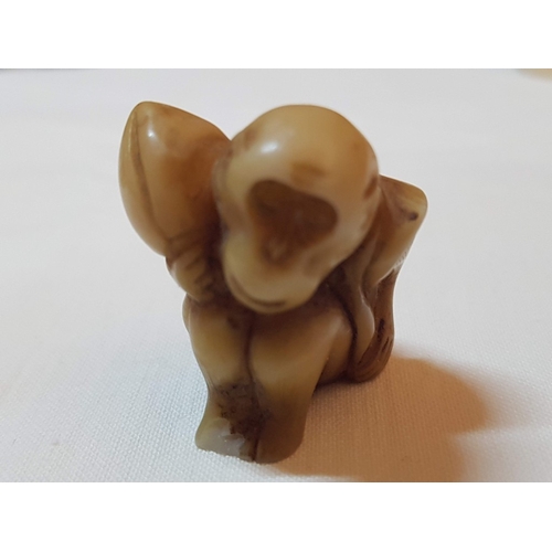 Vintage Revival Netsuke ‘Rickshaw with Family’ Netsuke ‘Monkey with Nut ...