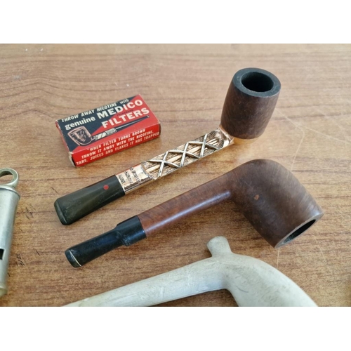 55 - Collection of Interesting Items! Vintage, Antique and Clay Smoking Pipes, Military Buttons, Vintage ... 