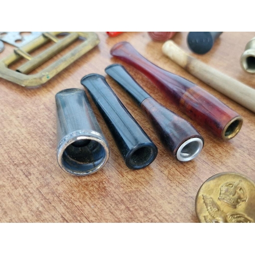 55 - Collection of Interesting Items! Vintage, Antique and Clay Smoking Pipes, Military Buttons, Vintage ... 