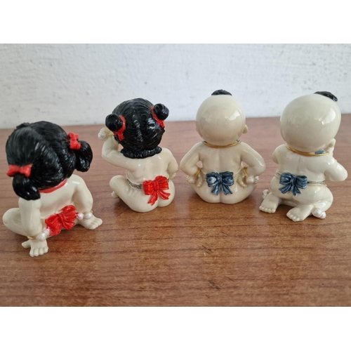 58 - Collection of 4 x Chinese Baby Figurines, Hand Painted Resin,   (Approx. Ave. H: 7cm), (4)