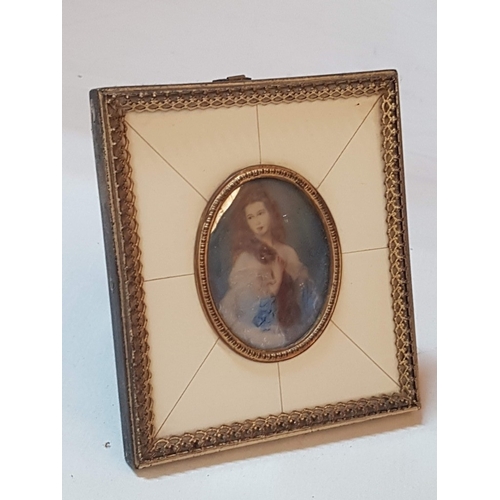 113 - Victorian Framed Miniature Painting (Probably Original Painting) of Beautiful Long-Haired Aristocrat... 