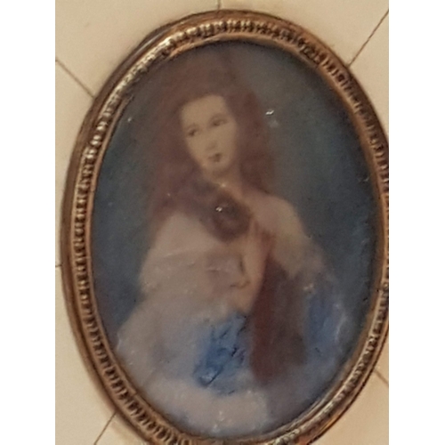113 - Victorian Framed Miniature Painting (Probably Original Painting) of Beautiful Long-Haired Aristocrat... 