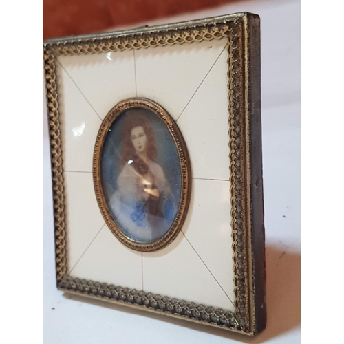 113 - Victorian Framed Miniature Painting (Probably Original Painting) of Beautiful Long-Haired Aristocrat... 