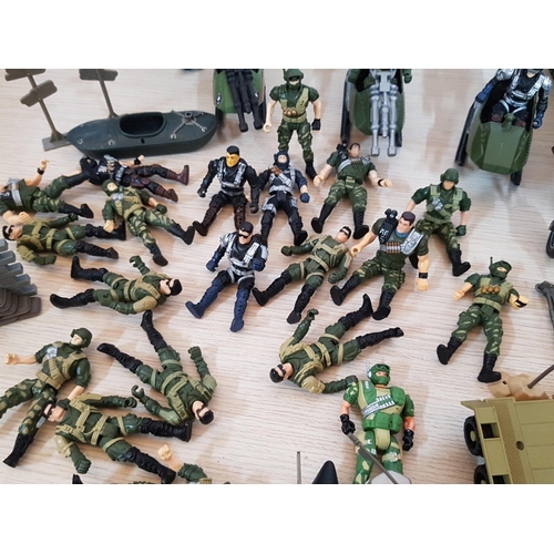 66 - Huge Collection of Military Toys, More Than 50 Different Pieces, Inc. Army Jeeps, Tank Vehicle, Heli... 