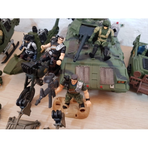 66 - Huge Collection of Military Toys, More Than 50 Different Pieces, Inc. Army Jeeps, Tank Vehicle, Heli... 