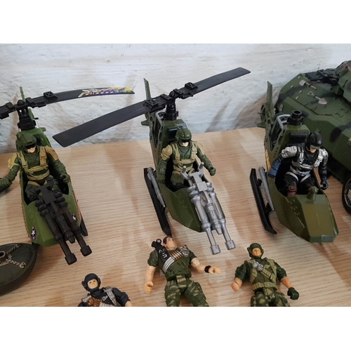 66 - Huge Collection of Military Toys, More Than 50 Different Pieces, Inc. Army Jeeps, Tank Vehicle, Heli... 