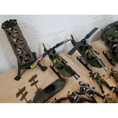 66 - Huge Collection of Military Toys, More Than 50 Different Pieces, Inc. Army Jeeps, Tank Vehicle, Heli... 