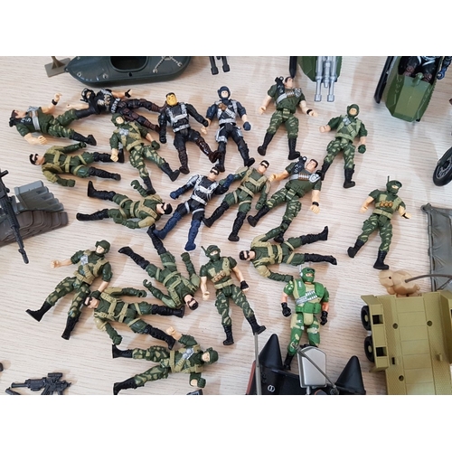 66 - Huge Collection of Military Toys, More Than 50 Different Pieces, Inc. Army Jeeps, Tank Vehicle, Heli... 