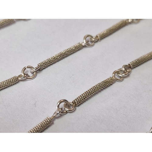 20 - Decorative Silver Necklace with Twisted Pattern Bars, (Approx. L: 68cm, 12.6g), Together with 2 x Si... 
