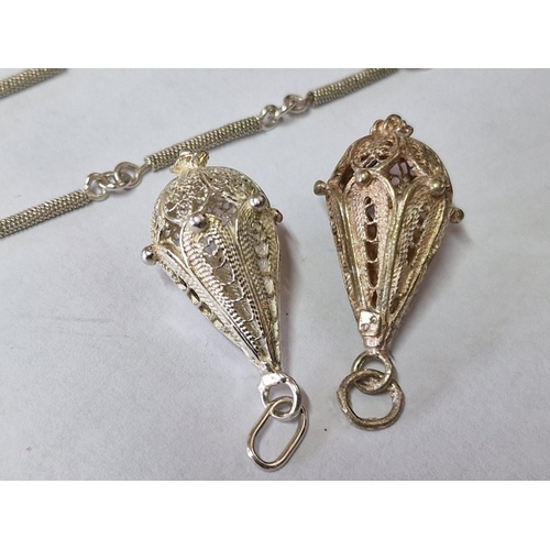 20 - Decorative Silver Necklace with Twisted Pattern Bars, (Approx. L: 68cm, 12.6g), Together with 2 x Si... 