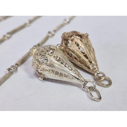 20 - Decorative Silver Necklace with Twisted Pattern Bars, (Approx. L: 68cm, 12.6g), Together with 2 x Si... 