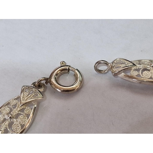 21 - Decorative Silver Filigree Bracelet (Approx. L: 18cm, 6.2g), Together with Similar Design Silver Fil... 