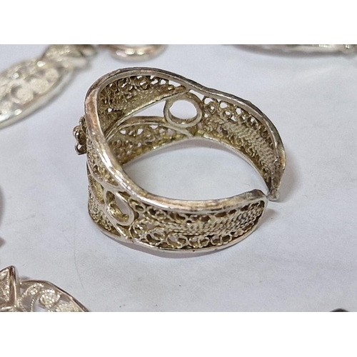 21 - Decorative Silver Filigree Bracelet (Approx. L: 18cm, 6.2g), Together with Similar Design Silver Fil... 