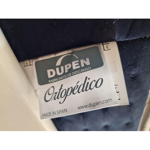 63 - Double Bed with White Metal Frame, Padded Fabric Headboard and Very Clean 'Dupen' Orthopedic Mattres... 