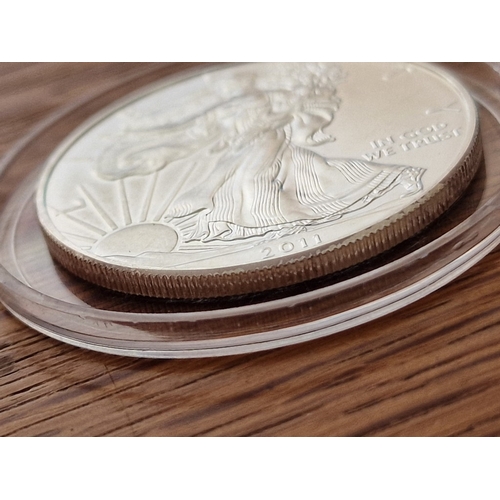 9 - USA 1 Dollar American Silver Eagle (2011), Approx. 31g, Fine Silver (.999) with Plastic Capsule