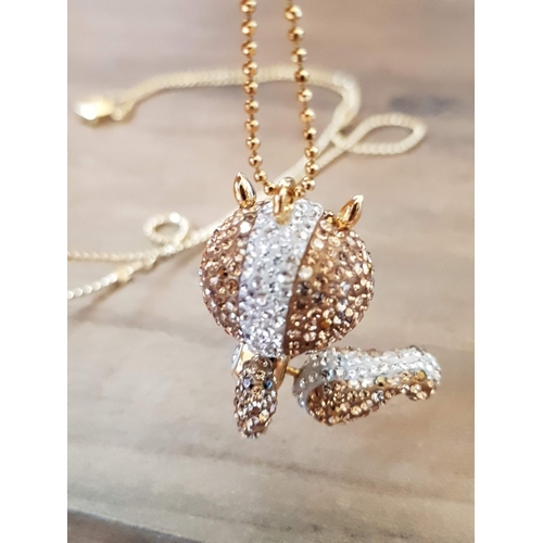 67 - 'ELIOT AND ERICA' Cool and Collectible Swarovski Pendants, Gold and Silver Tone, on Long Ball Bead C... 